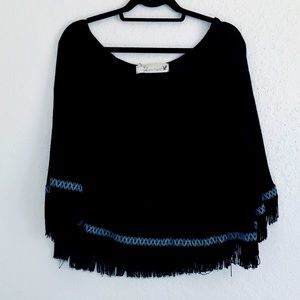 Woman’s Turquoise Embroidered Pancho